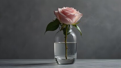 Romantic Single Rose Bloom in Clear Vase with Cinematic Lighting