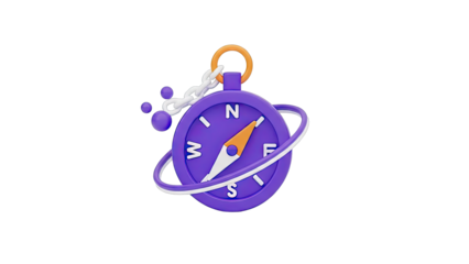 3D Cartoon Compass with Purple and Orange Accents