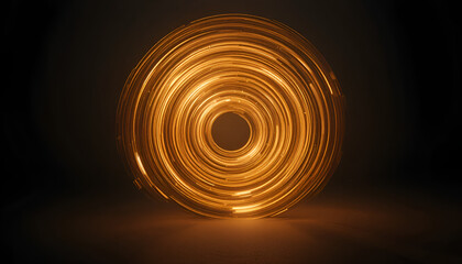 Golden Circular Light Vortex Abstract Energy Ring