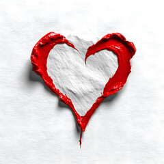 Red paint heart on paper