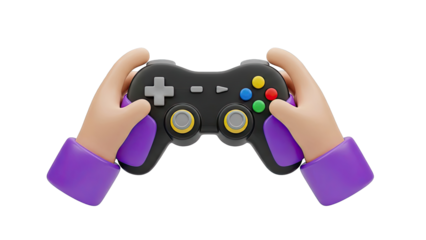 3D Cartoon Hands Holding a Video Game Controller