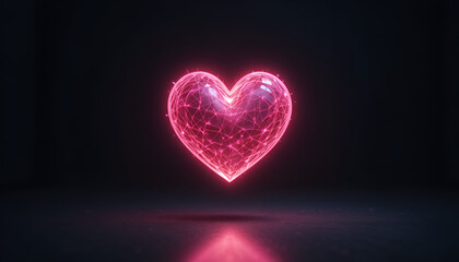 Neon Heart Shape Made of Electric Particles
