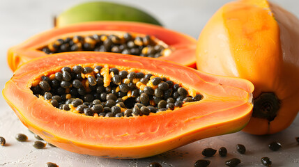 Sliced papaya close view