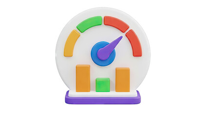 3D Gauge and Bar Chart Icon