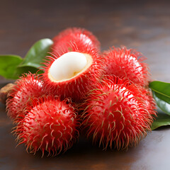 Pile of fresh rambutan
