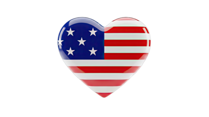 3D Heart with USA Flag Pattern