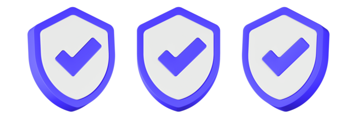 checklist shield icon 3d render blue color
