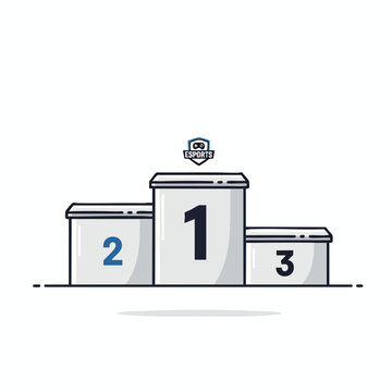 An esports podium illustration showing first, second, and third place