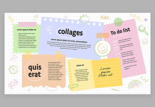 Collage Infographic with Sticky Notes for Lesson Presentations with Cute Education Style for School Teachers