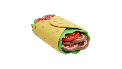 3D Cartoon Burrito Icon