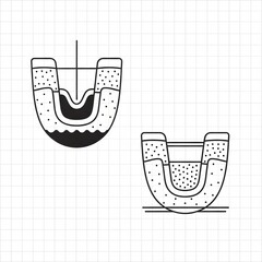 Detailed diagram of a mechanical component illustrating its internal structure and assembly process