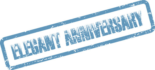 Elegant Anniversary text appears on an old blue rubber stamp effect