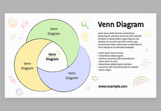 Venn Diagram Infographic with Cute Education Style for School Teachers