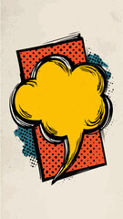 Vector illustration of a pop art comic book explosion with heart shapes and speech bubble elements on a Valentine day romance banner pattern style