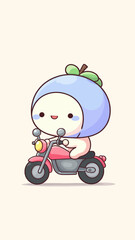 A happy little toddler boy enjoys his childhood while playing and riding his small toy bicycle and blue scooter with a joyful smile