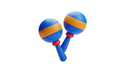 3D Render of Blue and Orange Maracas