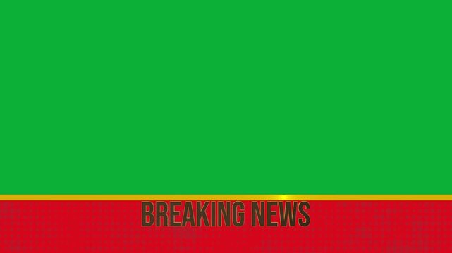 Breaking News Lower Third Template with Green Screen Background and Bold Red Headline Bar, Live TV Broadcast News Banner Design for Chroma Key, Television, Streaming, and Motion Graphics