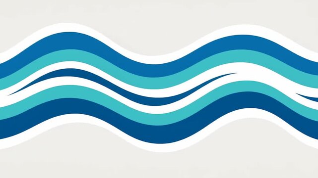 Abstract ocean wave design with smooth curves in blue and turquoise