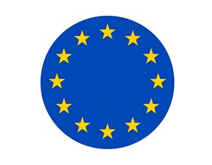 Twelve golden stars arranged in a circle on a blue background