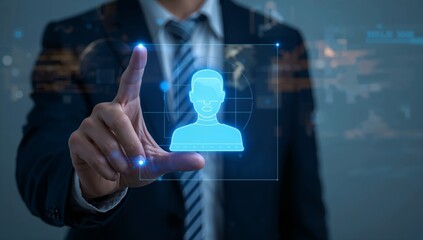 Businessman Interacting with Digital Interface