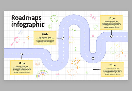 Roadmap Infographic with Cute Education Style for School Teachers