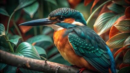 kingfisher body outline close up with smooth colors