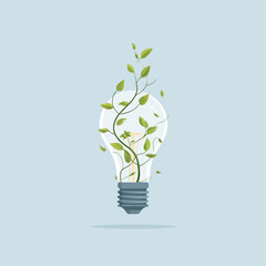 Lightbulb with growing vines symbolizing creative idea and growth