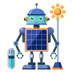 Naklejka premium robot with solar panel