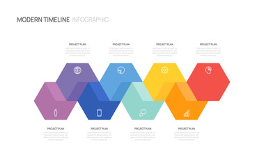 Business roadmap timeline infographic with 8 milestones elements, diagram, and icon, vector.