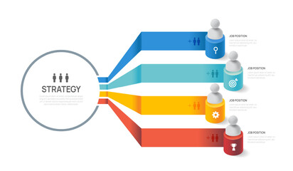 Infographic template for organization chart with business 4 avatar icons. vector infographic.