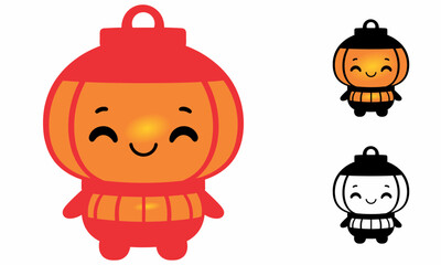 Cartoon Halloween Pumpkins with Happy Faces.