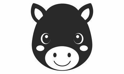 smiling cow face black and white.