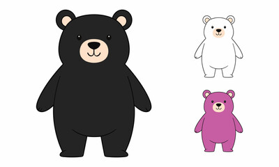 cartoon bear set in various colors.