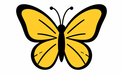 yellow butterfly icon isolated on white.