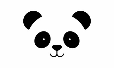 cute panda face black and white.