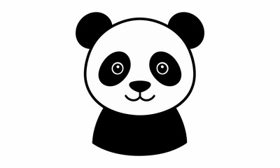 Cute Panda Bear Face Simple Black White Design.