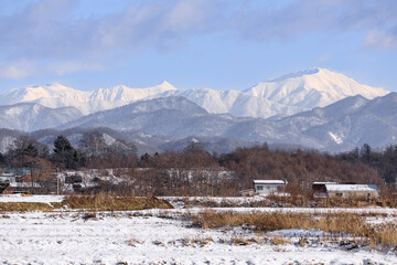 北海道平取町、貫気別から眺めた幌尻岳、戸蔦別岳、北戸蔦別岳【12月】