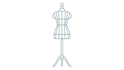 Simple outline of a dress form on a stand, ready for design inspiration.
