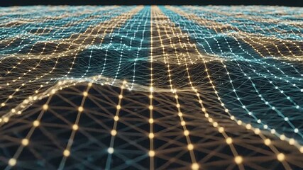 Dynamic network connections visualized in glowing blue and gold lines - Powered by Adobe