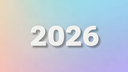 Minimalist 2026 Clean Typography on Soft Pastel Gradient. GENERATIVE AI