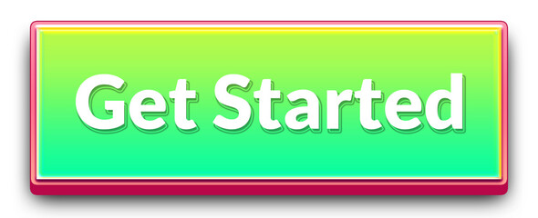 3D get started call to action button with green gradient and pink outline isolated png transparent background for onboarding