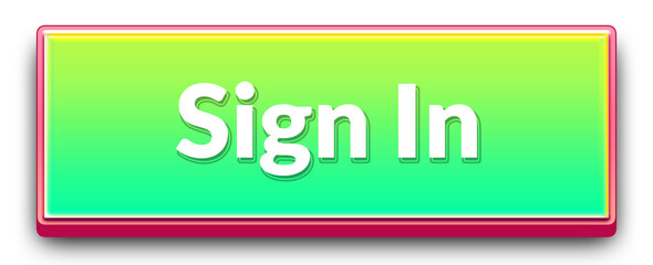 3D login sign in call to action button with green gradient and pink outline isolated png transparent background