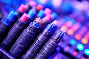 Close up of connected fiber optic cables showing termination details