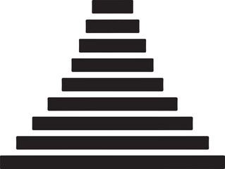A black pyramid icon on a white background