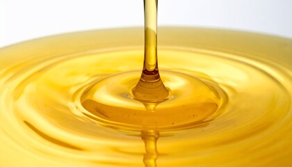 Stream of Golden Liquid Pouring into a Viscous Pool with Ripples