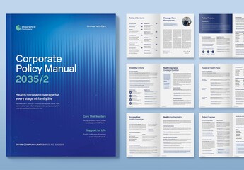 Corporate Brochure, Policy Manual, Company Handbook, White Paper Report & Newsletter Template