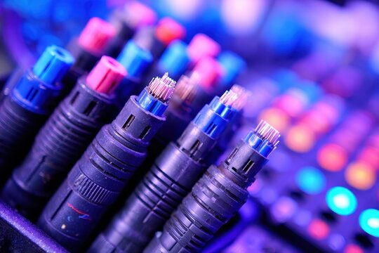 Close up of connected fiber optic cables showing termination details