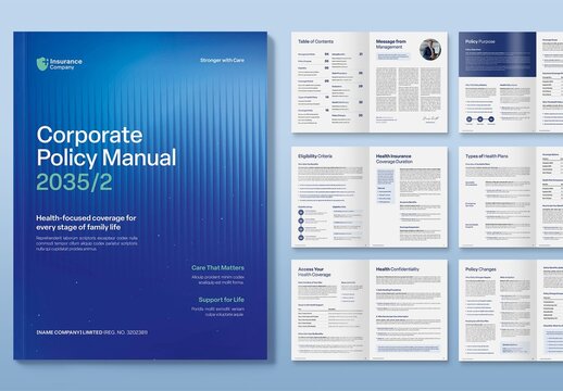 Corporate Brochure, Policy Manual, Company Handbook, White Paper Report & Newsletter Template