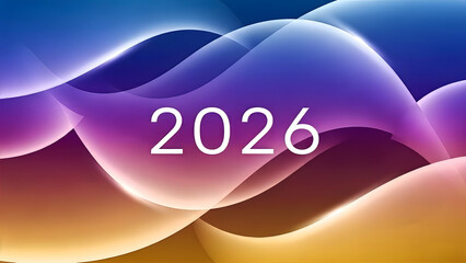Creative 2026 Concept with Glowing Light Trails and Purple Hues. GENERATIVE AI