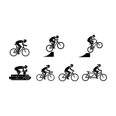 Obraz premium Cyclist Riding Bike in Various Positions.